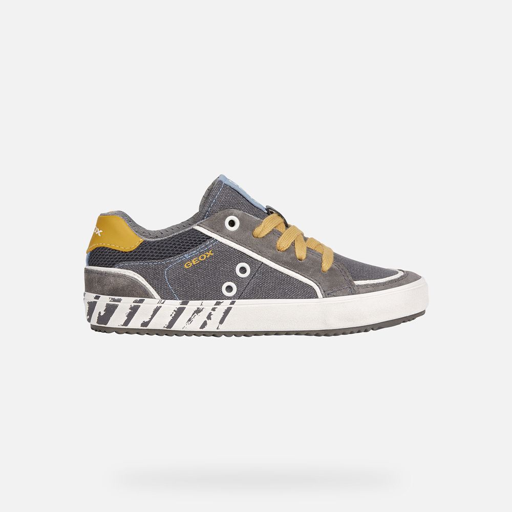 Geox Erkek Çocuk Spor Ayakkabı Gri/Sarı - Alonisso - WRY-652091